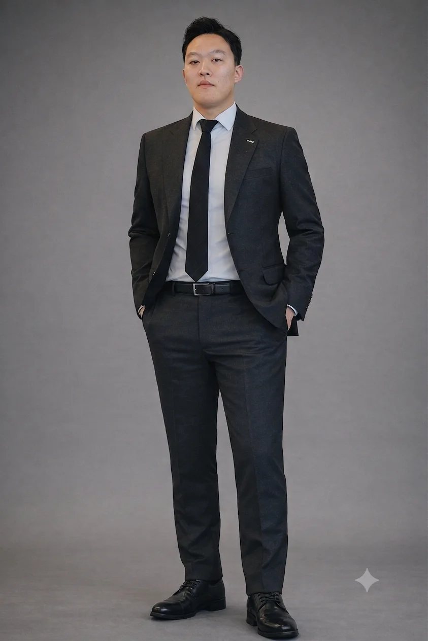 어두운 정장을 입고 서 있는 김찬호 카마스터 프로필 사진